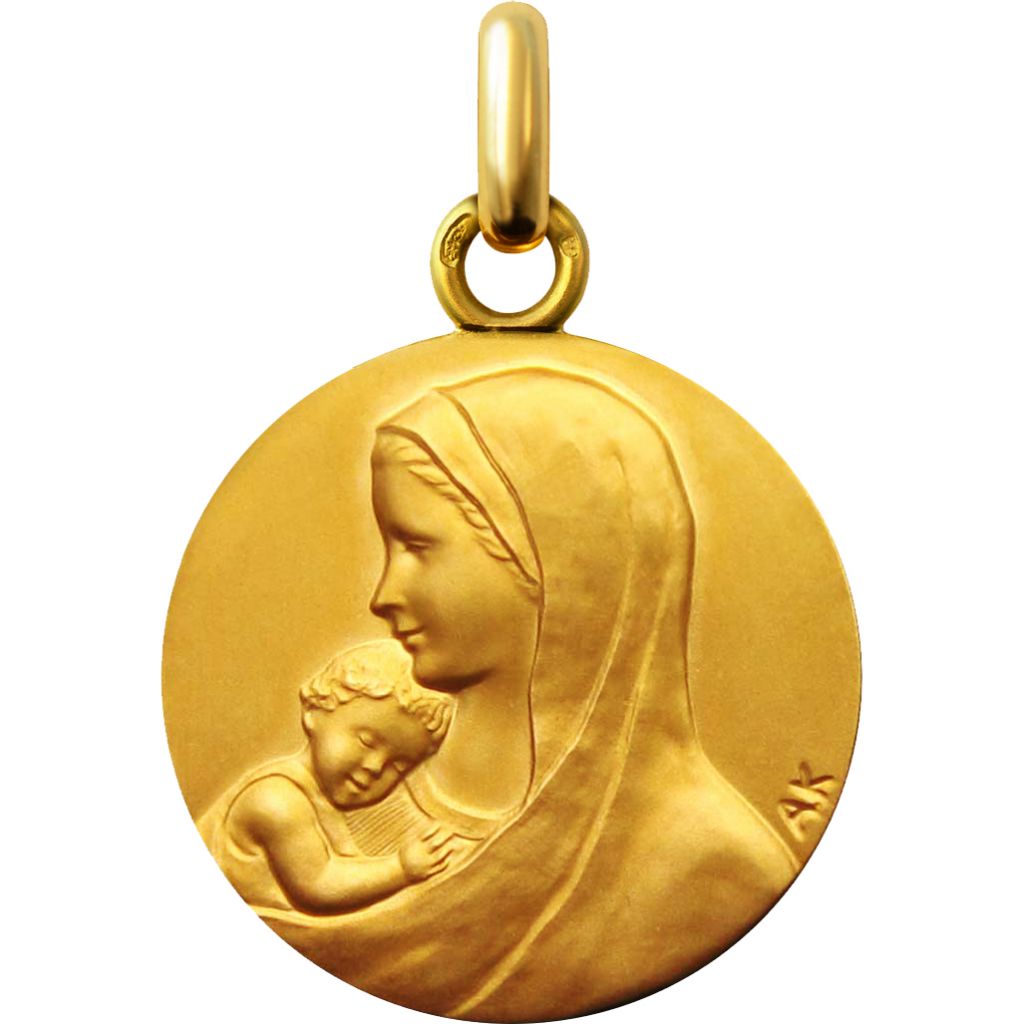 Médaille Notre Dame des petits enfants en or 9 carats 16 mm