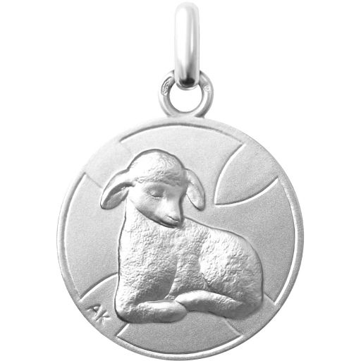 Médaille Agneau de la Paix en or blanc 16 mm