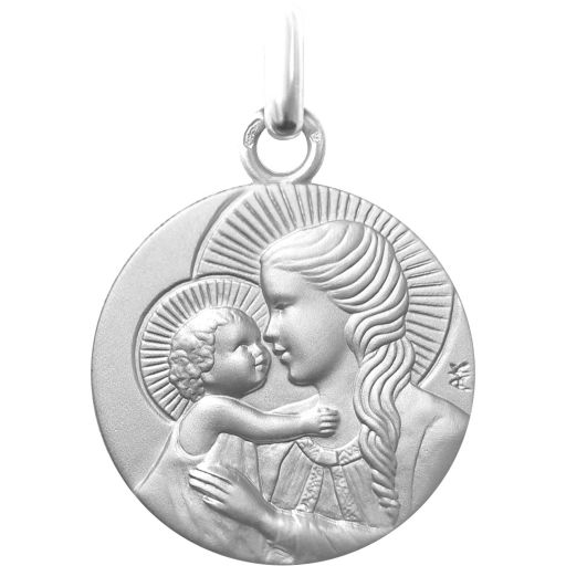 Médaille Marie Douce Lumière en or blanc 16 mm