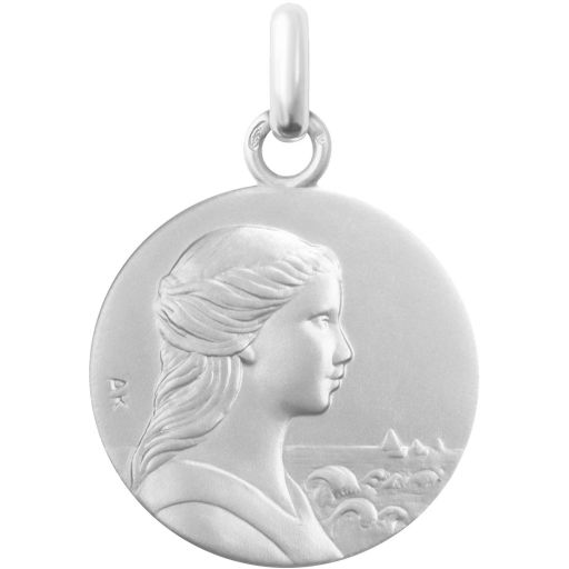 Médaille Notre Dame de l'océan en or blanc 16 mm