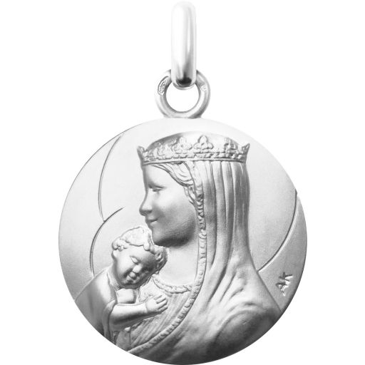 Médaille Notre Dame des Cieux en or blanc 16 mm