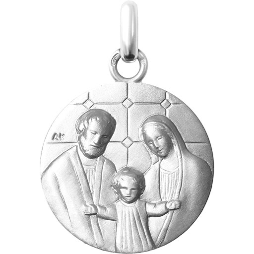 Médaille Sainte Famille en or blanc 16 mm