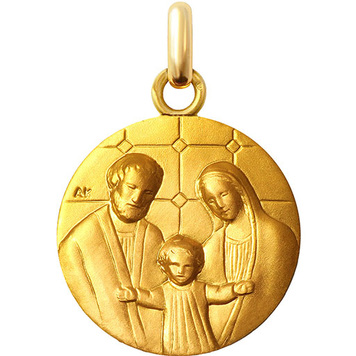 Médaille de baptême Sainte Famille en vermeil 16 mm