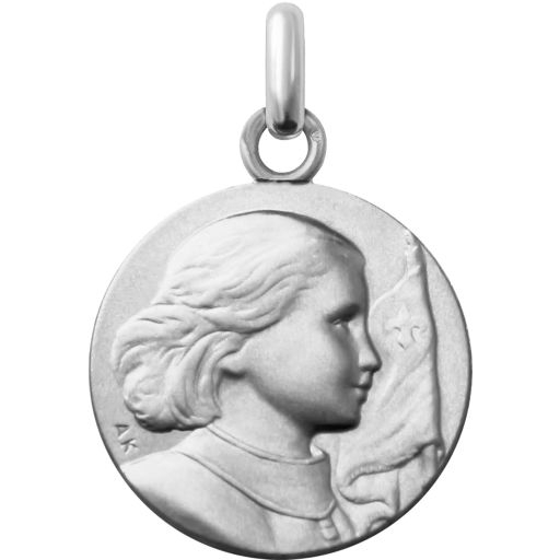 Médaille Sainte Jeanne d'Arc en or blanc 16 mm